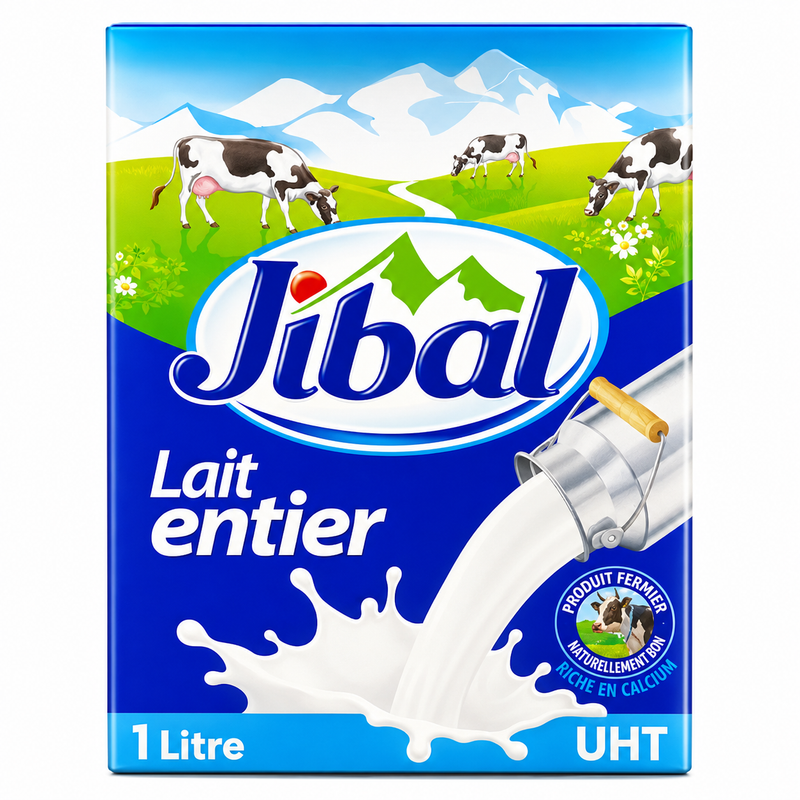 Lait natural entier uht jibal 1L